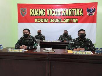 Dandim 0429/Lamtim ikuti Rakor evaluasi serbuan vaksinasi Jajaran Korem 043/GatamÂ 